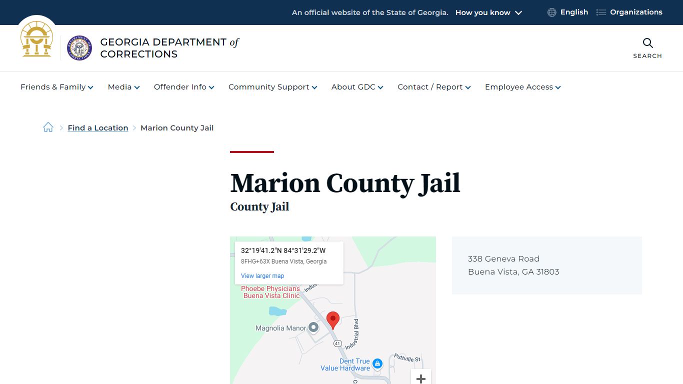 Marion County Jail - Georgia Department of Corrections